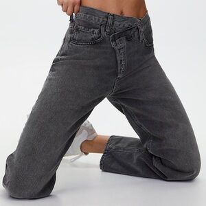 AGOLDE Criss Cross High Waisted Wide Leg Denim Jeans